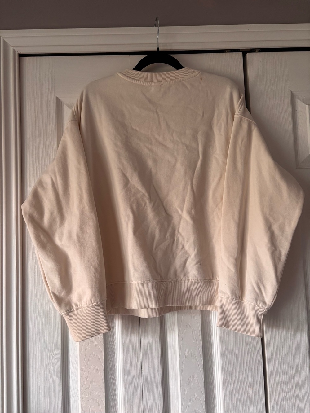 H&M Light Cream Ribbed-Neck Sweatshirt - Picture 5 of 6